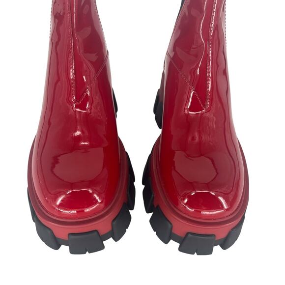 Prada Patent Leather Monolith Booties in Rosso Red - Picture 9 of 16